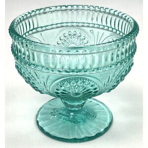 THE PIONEER WOMAN 10oz Adeline Turquoise Footed Glass Ice Cream SUNDAE CUP EUC